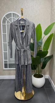 payet ceket pantolon tk. gümüş