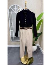 kemerli yüksel bel pantolon taş